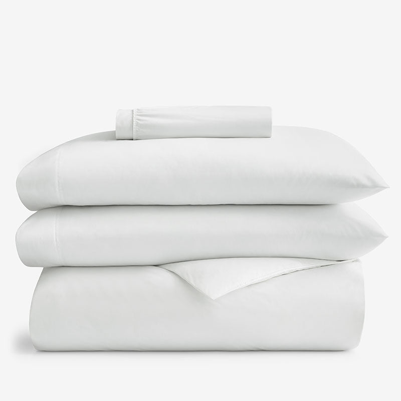 4-Piece Supima® Cotton Wrinkle-Free Sateen Fitted Sheet & Duvet Cover Bundle,