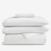 4-Piece Supima® Cotton Wrinkle-Free Sateen Fitted Sheet & Duvet Cover Bundle,