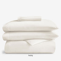4-Piece Supima® Cotton Wrinkle-Free Sateen Fitted Sheet & Duvet Cover Bundle,