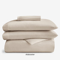 4-Piece Supima® Cotton Wrinkle-Free Sateen Fitted Sheet & Duvet Cover Bundle,