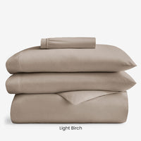 4-Piece Supima® Cotton Wrinkle-Free Sateen Fitted Sheet & Duvet Cover Bundle,