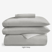 4-Piece Supima® Cotton Wrinkle-Free Sateen Fitted Sheet & Duvet Cover Bundle,