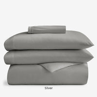4-Piece Supima® Cotton Wrinkle-Free Sateen Fitted Sheet & Duvet Cover Bundle,