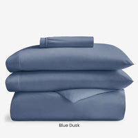 4-Piece Supima® Cotton Wrinkle-Free Sateen Fitted Sheet & Duvet Cover Bundle,