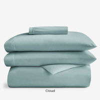 4-Piece Supima® Cotton Wrinkle-Free Sateen Fitted Sheet & Duvet Cover Bundle,
