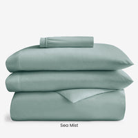 4-Piece Supima® Cotton Wrinkle-Free Sateen Fitted Sheet & Duvet Cover Bundle,