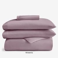 4-Piece Supima® Cotton Wrinkle-Free Sateen Fitted Sheet & Duvet Cover Bundle,