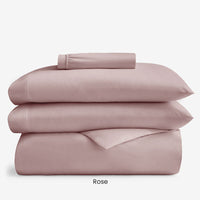 4-Piece Supima® Cotton Wrinkle-Free Sateen Fitted Sheet & Duvet Cover Bundle,