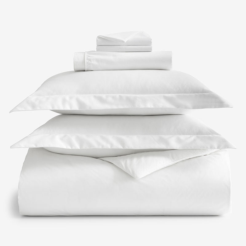 6-Piece Supima® Cotton Wrinkle-Free Sateen Duvet Cover, Shams and Sheeting Bundle,