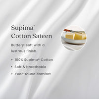 6-Piece Supima® Cotton Wrinkle-Free Sateen Duvet Cover, Shams and Sheeting Bundle,