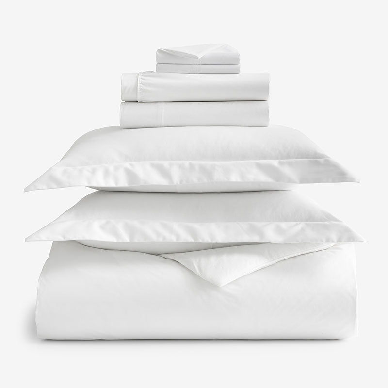7-Piece Supima® Cotton Wrinkle-Free Sateen Duvet Cover, Shams and Sheeting Bundle,