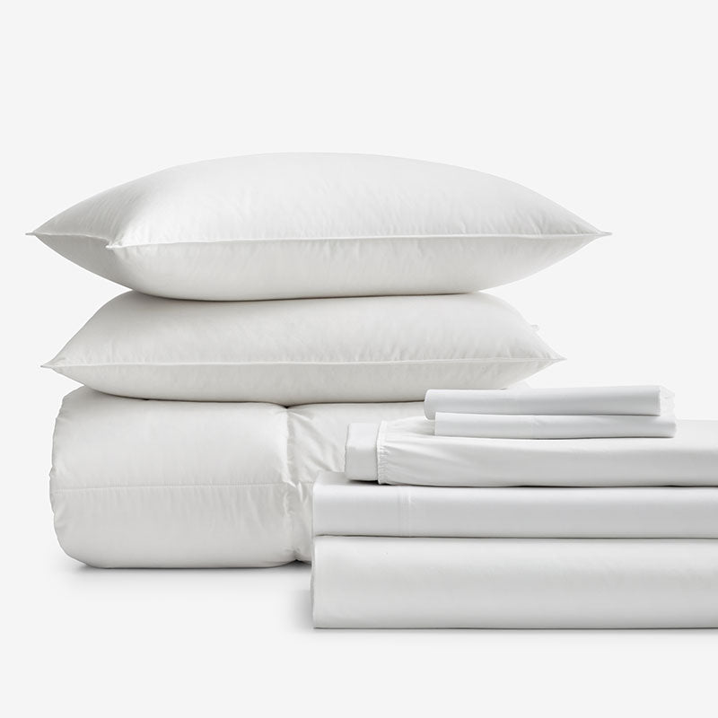 8-Piece Supima® Cotton Wrinkle-Free Sateen & LoftAIRE™ Down Alternative Bedding Bundle,