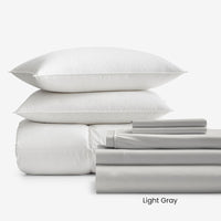 8-Piece Supima® Cotton Wrinkle-Free Sateen & LoftAIRE™ Down Alternative Bedding Bundle,