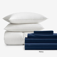 8-Piece Supima® Cotton Wrinkle-Free Sateen & LoftAIRE™ Down Alternative Bedding Bundle,