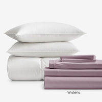 8-Piece Supima® Cotton Wrinkle-Free Sateen & LoftAIRE™ Down Alternative Bedding Bundle,