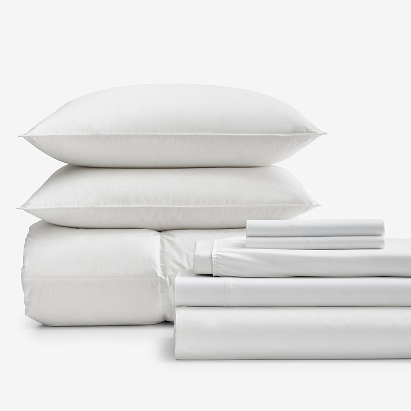 8-Piece Supima® Cotton Wrinkle-Free Sateen & LaCrosse™ Down Bedding Bundle,