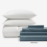 8-Piece Supima® Cotton Wrinkle-Free Sateen & LaCrosse™ Down Bedding Bundle,
