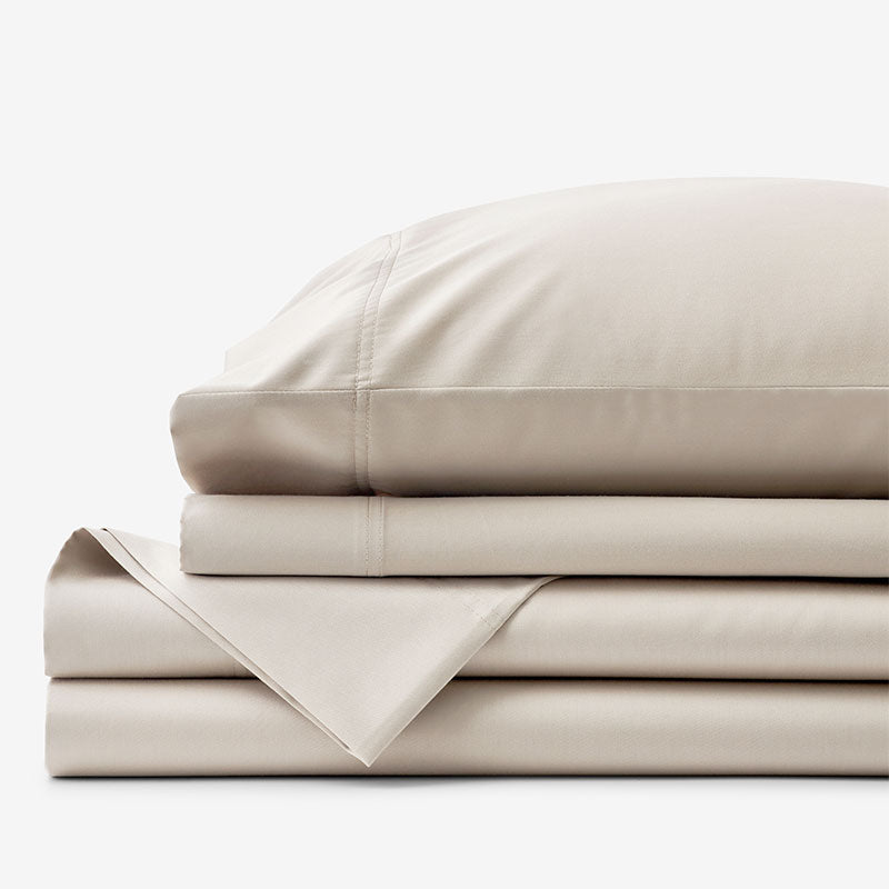 Premium Smooth Supima® Cotton Wrinkle-Free Sateen Bed Sheet Set - Alabaster, Deep Pocket Queen,Alabaster