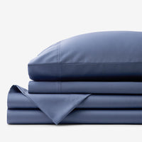 Premium Smooth Supima® Cotton Wrinkle-Free Sateen Bed Sheet Set - Blue Dusk, Deep Pocket Cal. King,Blue Dusk