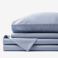 Premium Smooth Supima® Cotton Wrinkle-Free Sateen Bed Sheet Set - Blue Shadow, Deep Pocket Queen,Blue Shadow