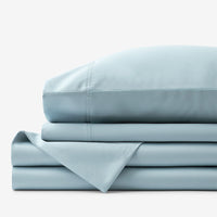 Premium Smooth Supima® Cotton Wrinkle-Free Sateen Bed Sheet Set - Cloud, Deep Pocket Queen,Cloud