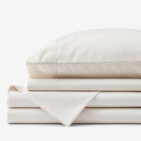 Premium Smooth Supima® Cotton Wrinkle-Free Sateen Bed Sheet Set - Ivory, Deep Pocket Queen,Ivory
