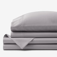Premium Smooth Supima® Cotton Wrinkle-Free Sateen Bed Sheet Set - Silver, Deep Pocket Queen,Silver