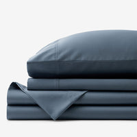 Premium Smooth Supima® Cotton Wrinkle-Free Sateen Bed Sheet Set - Steel Blue, Deep Pocket Queen,Steel Blue