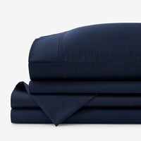 Premium Smooth Supima® Cotton Wrinkle-Free Sateen Bed Sheet Set - Navy, Deep Pocket Cal. King,Navy