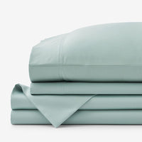 Premium Smooth Supima® Cotton Wrinkle-Free Sateen Bed Sheet Set - Sea Mist, Deep Pocket King,Sea Mist