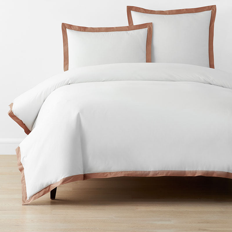Solid Border Classic Cool Cotton Percale Duvet Cover - Clay, Twin/Twin XL,Clay