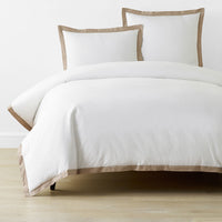 Solid Border Classic Cool Cotton Percale Duvet Cover - Cocoa, Twin/Twin XL,Cocoa