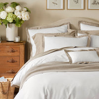 Solid Border Classic Cool Cotton Percale Duvet Cover - Cocoa, Twin/Twin XL,Cocoa