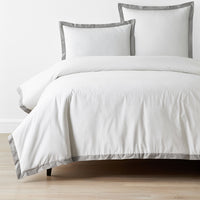 Solid Border Classic Cool Cotton Percale Duvet Cover - Gray Smoke, Twin/Twin XL,Gray Smoke