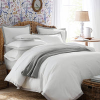 Solid Border Classic Cool Cotton Percale Duvet Cover - Gray Smoke, Twin/Twin XL,Gray Smoke