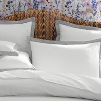 Solid Border Classic Cool Cotton Percale Duvet Cover - Gray Smoke, Twin/Twin XL,Gray Smoke