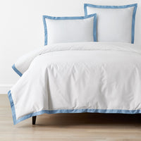 Solid Border Classic Cool Cotton Percale Duvet Cover - Porcelain Blue, Twin/Twin XL,Porcelain Blue