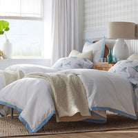 Solid Border Classic Cool Cotton Percale Duvet Cover - Porcelain Blue, Twin/Twin XL,Porcelain Blue