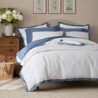 Solid Border Classic Cool Cotton Percale Duvet Cover - Slate Blue, Twin/Twin XL,Slate Blue