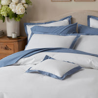 Solid Border Classic Cool Cotton Percale Duvet Cover - Slate Blue, Twin/Twin XL,Slate Blue