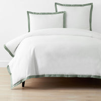 Solid Border Classic Cool Cotton Percale Duvet Cover - Thyme, Twin/Twin XL,Thyme