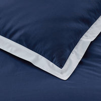 Solid Border Classic Cool Cotton Percale Duvet Cover - Navy, Full/Queen,Navy