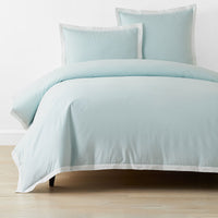 Solid Border Classic Cool Cotton Percale Duvet Cover - Pale Blue, Twin/Twin XL,Pale Blue