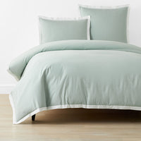 Solid Border Classic Cool Cotton Percale Duvet Cover - Sea Mist, Twin/Twin XL,Sea Mist