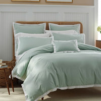 Solid Border Classic Cool Cotton Percale Duvet Cover - Sea Mist, Twin/Twin XL,Sea Mist