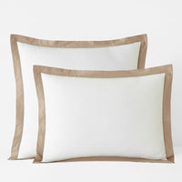 Solid Border Classic Cool Cotton Percale Sham - Cocoa, Standard,Cocoa