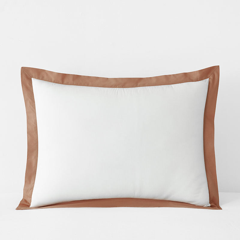 Solid Border Classic Cool Cotton Percale Sham - Clay, Standard,Clay