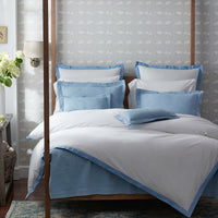 Solid Border Classic Cool Cotton Percale Sham - Porcelain Blue, Standard,Porcelain Blue