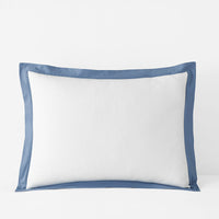 Solid Border Classic Cool Cotton Percale Sham - Slate Blue, Standard,Slate Blue
