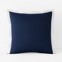 Solid Border Classic Cool Cotton Percale Sham - Navy, Euro,Navy